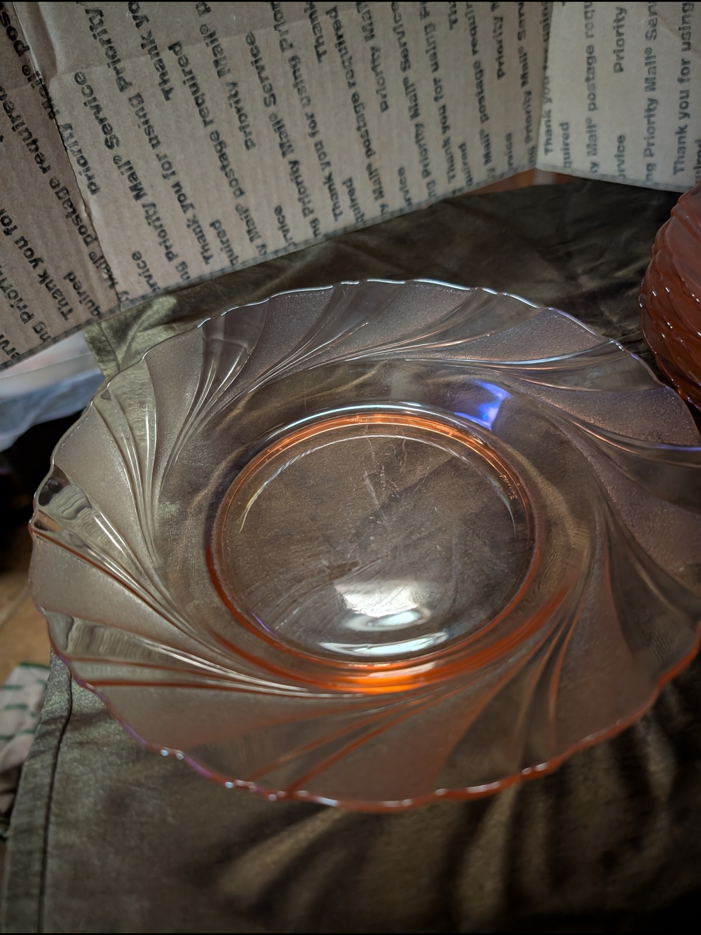 Pink Depression Glass Swirl Plate Vintage Vereco Pink Swirl Glass Bowls